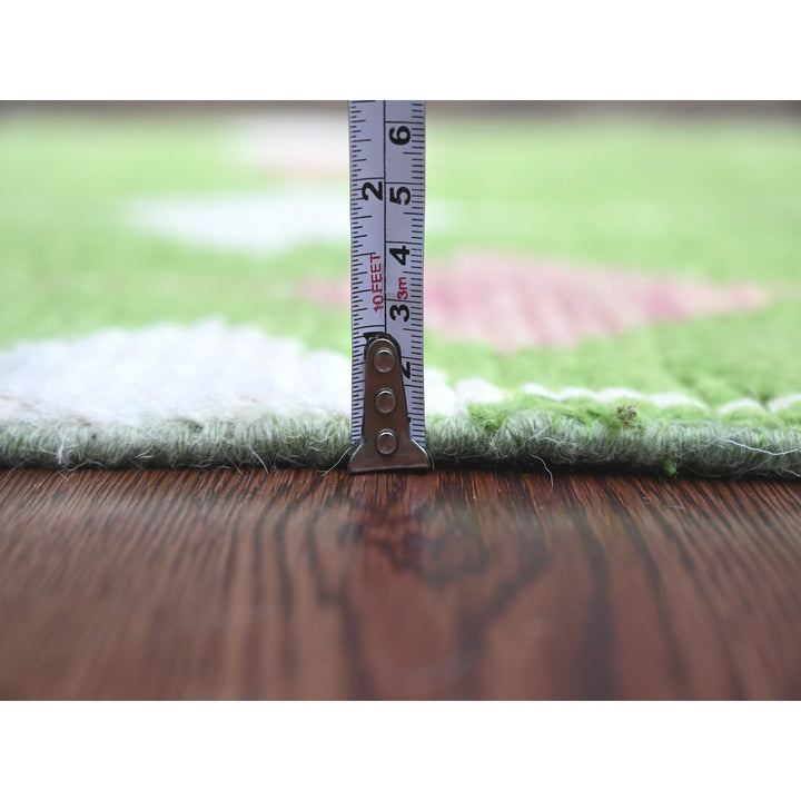 2'6" x 9'1" New Hand Knotted Green Wool Runner Oriental Rug - MOA10220747