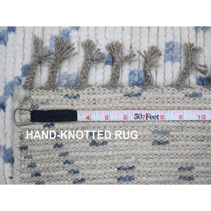 2'5" x 10'6" New Hand Knotted Ivory Wool Runner Oriental Rug - MOA10220748
