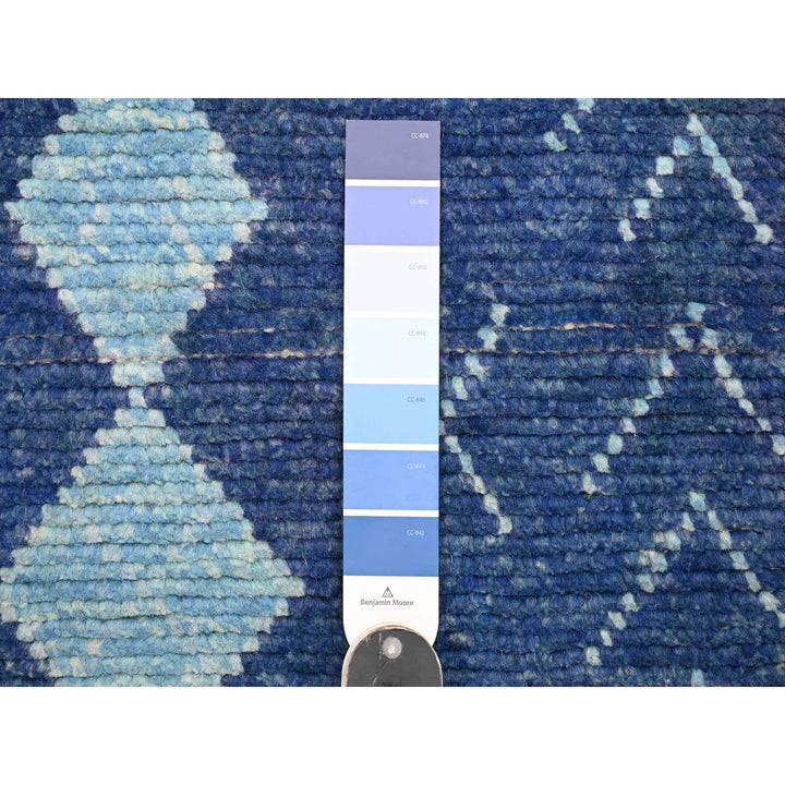 2'9" x 10'7" New Hand Knotted Blue Wool Runner Oriental Rug - MOA10220749