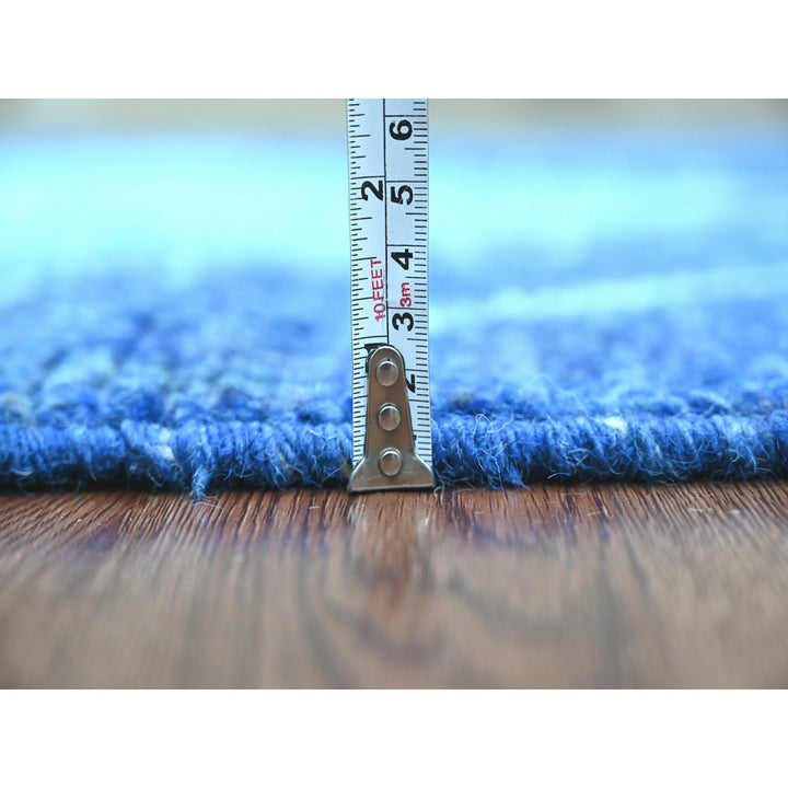 2'9" x 10'7" New Hand Knotted Blue Wool Runner Oriental Rug - MOA10220749
