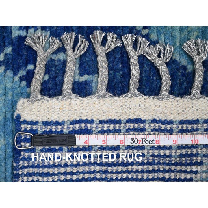 2'9" x 10'7" New Hand Knotted Blue Wool Runner Oriental Rug - MOA10220749