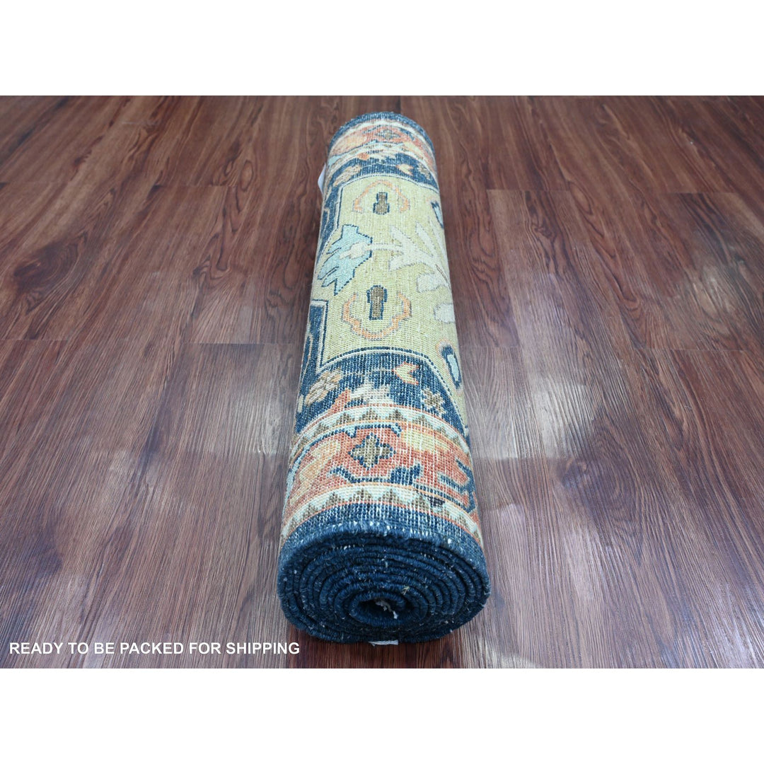 2'7" x 11'9" New Hand Knotted Blue Wool Runner Oriental Rug - MOA10220815