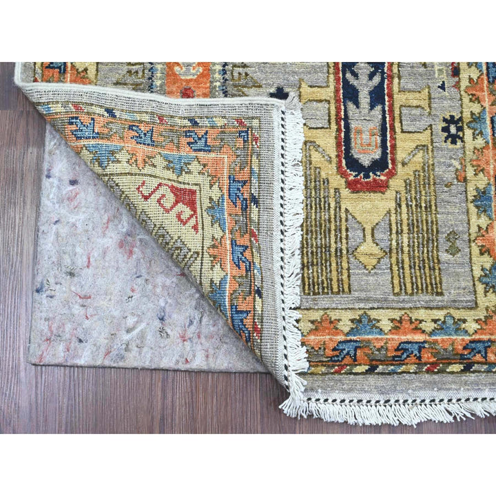 2'5" x 11'11" New Hand Knotted Grey Wool Runner Oriental Rug - MOA10220816