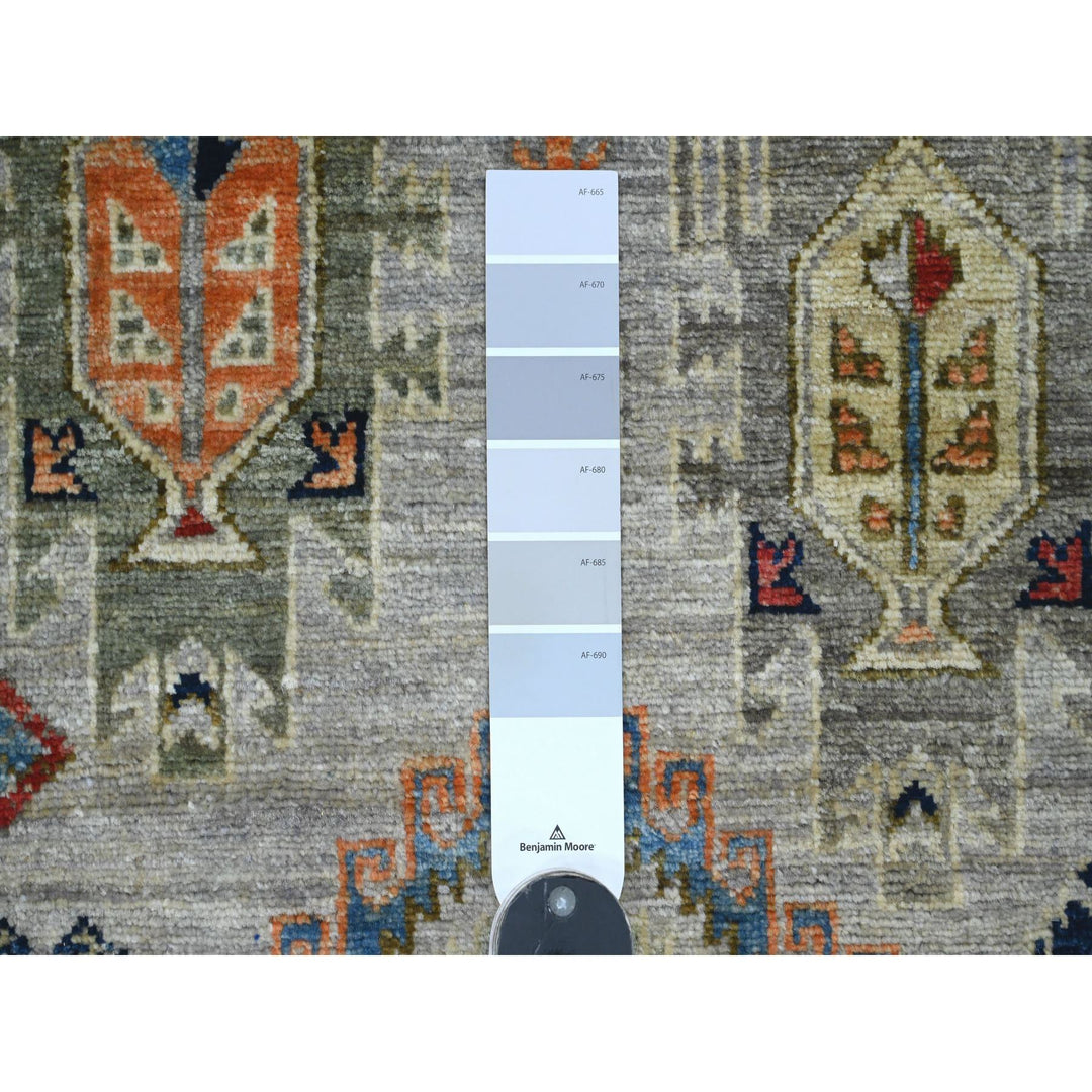 2'5" x 11'11" New Hand Knotted Grey Wool Runner Oriental Rug - MOA10220816