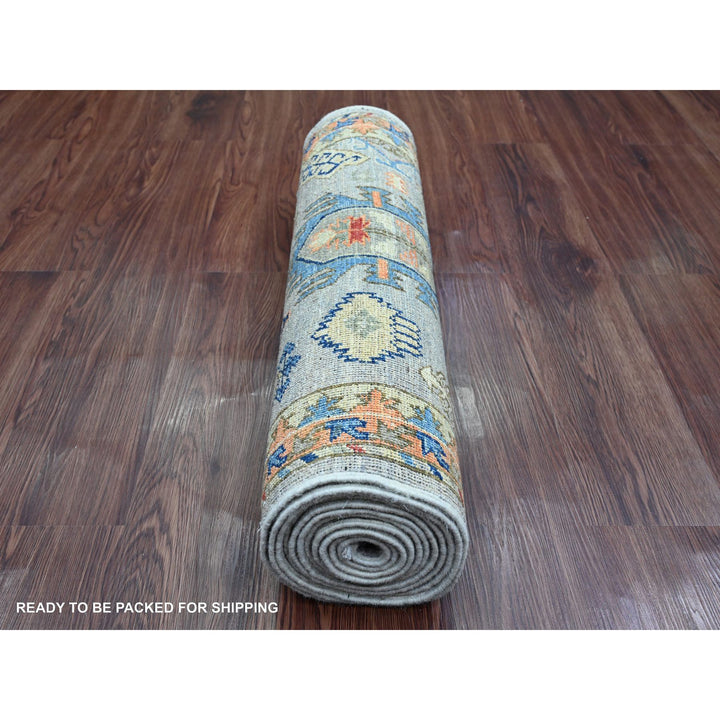 2'5" x 11'11" New Hand Knotted Grey Wool Runner Oriental Rug - MOA10220816