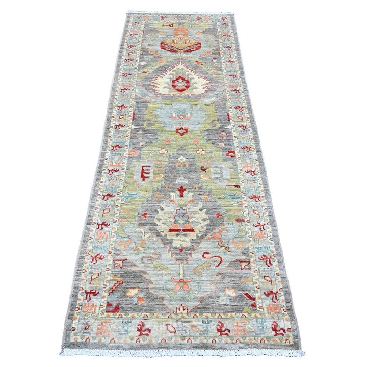 2'8" x 7'8" New Hand Knotted Grey Wool Runner Oriental Rug - MOA10220818