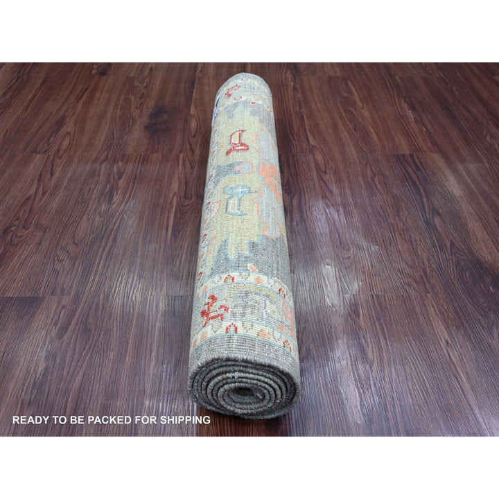 2'8" x 7'8" New Hand Knotted Grey Wool Runner Oriental Rug - MOA10220818