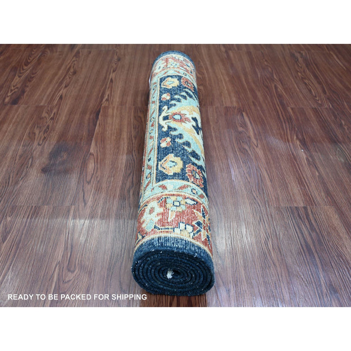 2'7" x 7'11" New Hand Knotted Blue Wool Runner Oriental Rug - MOA10220819