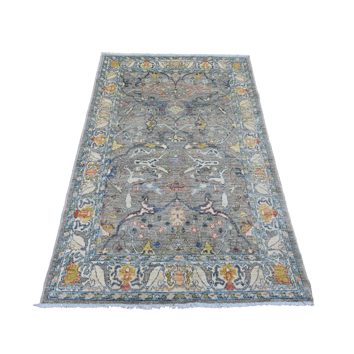 3'11" x 6'1" New Hand Knotted Grey Wool Rectangle Oriental Rug - MOA10220820