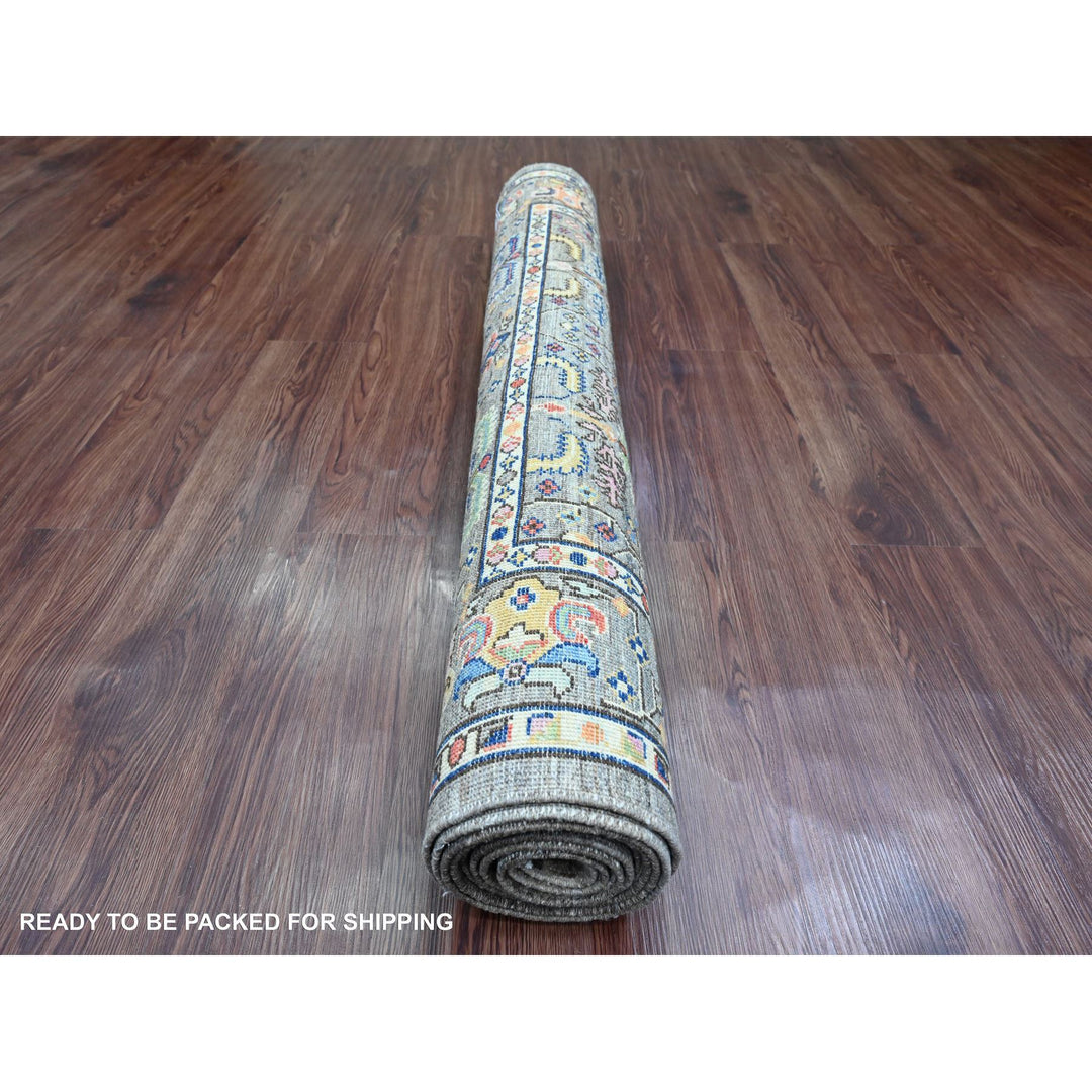 4'1" x 9'8" New Hand Knotted Brown Wool Runner Oriental Rug - MOA10220821