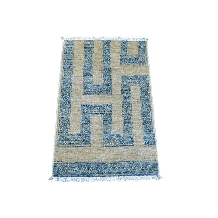 2'0" x 3'0" New Hand Knotted Blue Wool Rectangle Oriental Rug - MOA10220822