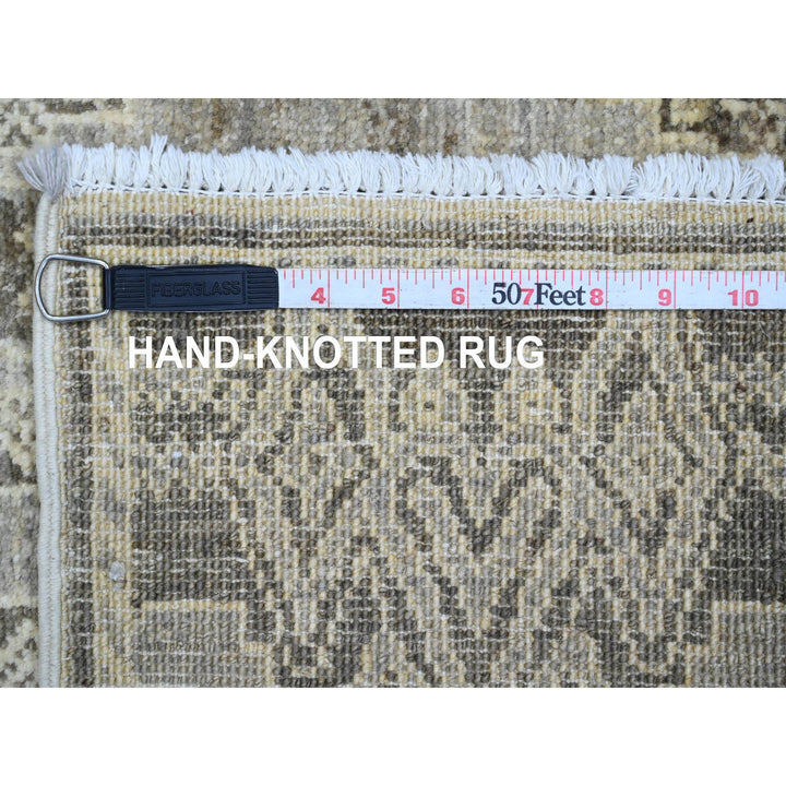 3'11" x 11'9" New Hand Knotted Grey Wool Runner Oriental Rug - MOA10220823