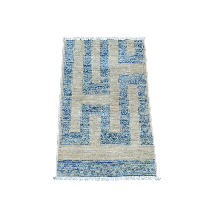 2'0" x 3'1" New Hand Knotted Blue Wool Rectangle Oriental Rug - MOA10220824