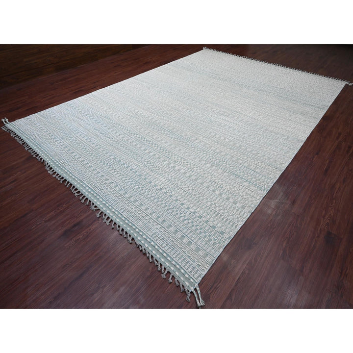 9'7" x 14'3" New Hand Knotted Green Wool Rectangle Oriental Rug - MOA10220830