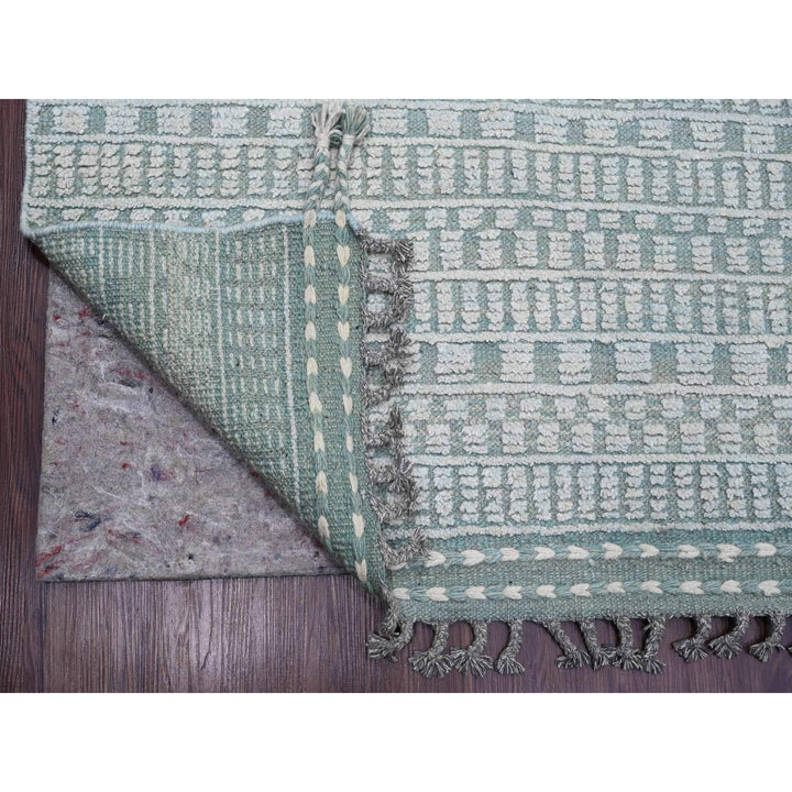 9'7" x 14'3" New Hand Knotted Green Wool Rectangle Oriental Rug - MOA10220830