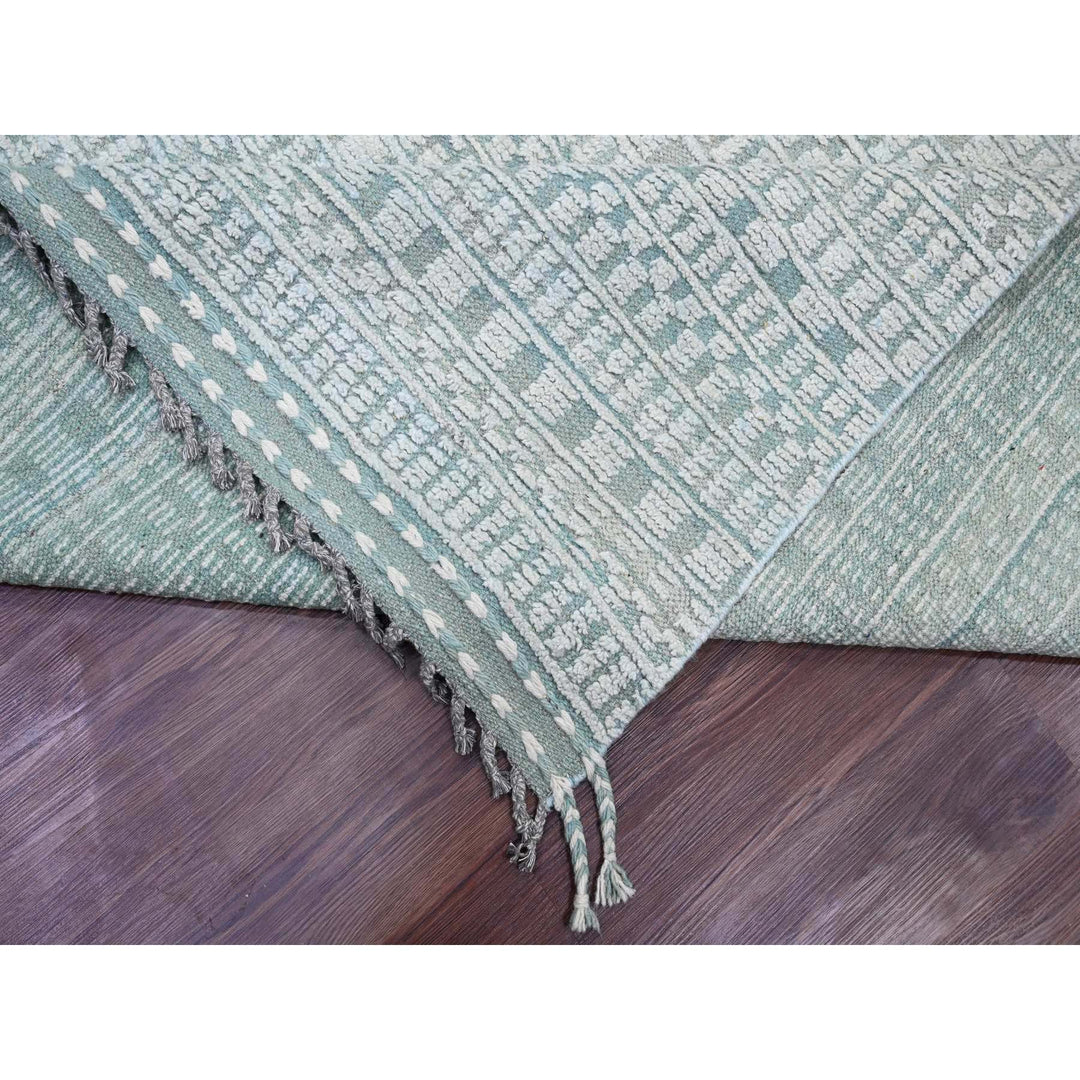 9'7" x 14'3" New Hand Knotted Green Wool Rectangle Oriental Rug - MOA10220830