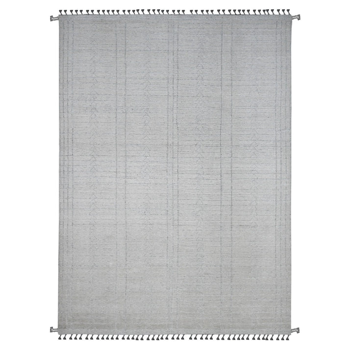 8'10" x 12'2" New Hand Knotted Ivory Wool Rectangle Oriental Rug - MOA10220831