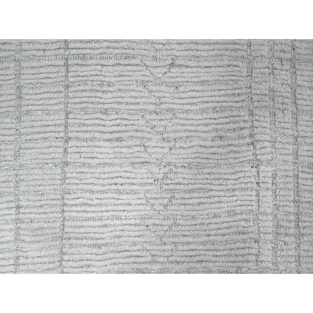 8'10" x 12'2" New Hand Knotted Ivory Wool Rectangle Oriental Rug - MOA10220831
