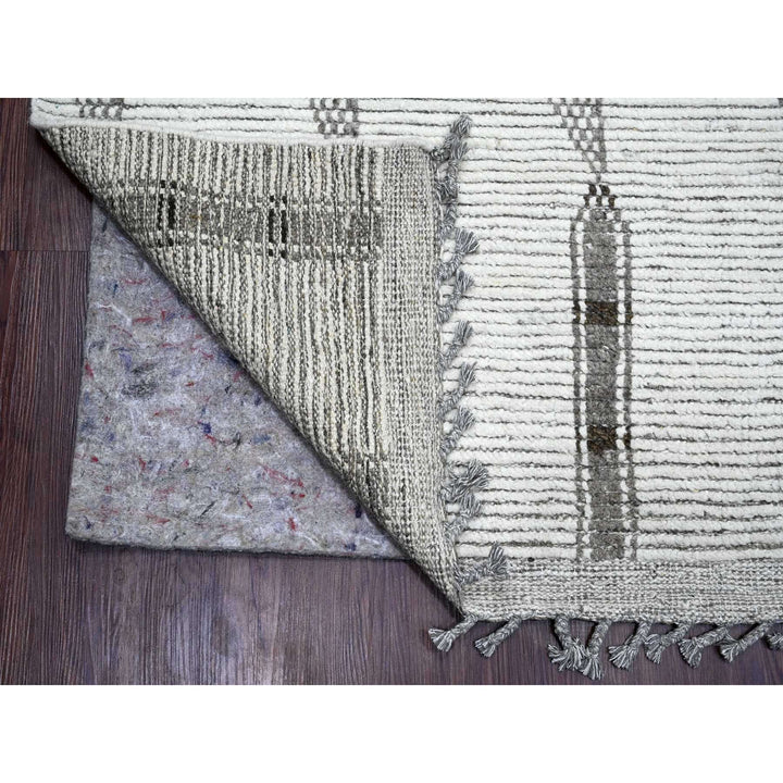 9'3" x 13'2" New Hand Knotted Ivory Wool Rectangle Oriental Rug - MOA10220832