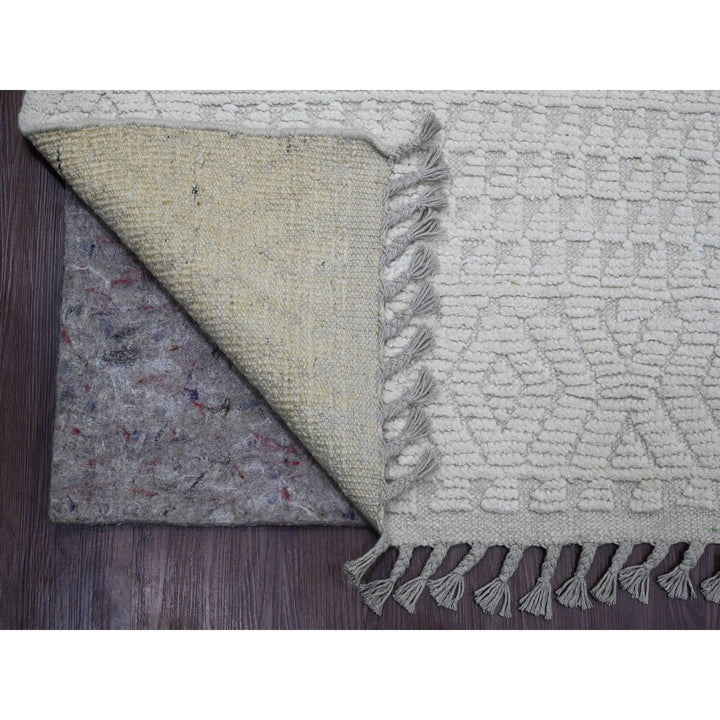 8'10" x 12'8" New Hand Knotted Ivory Wool Rectangle Oriental Rug - MOA10220833