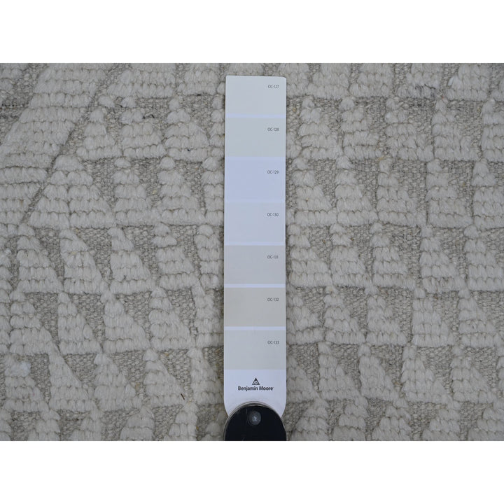 8'10" x 12'8" New Hand Knotted Ivory Wool Rectangle Oriental Rug - MOA10220833