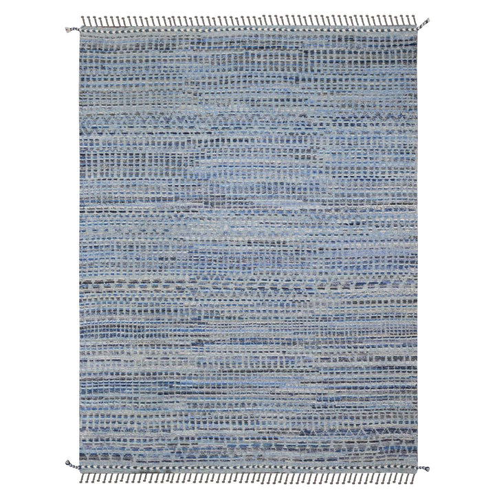 8'1" x 10'8" New Hand Knotted Blue Wool Rectangle Oriental Rug - MOA10220834