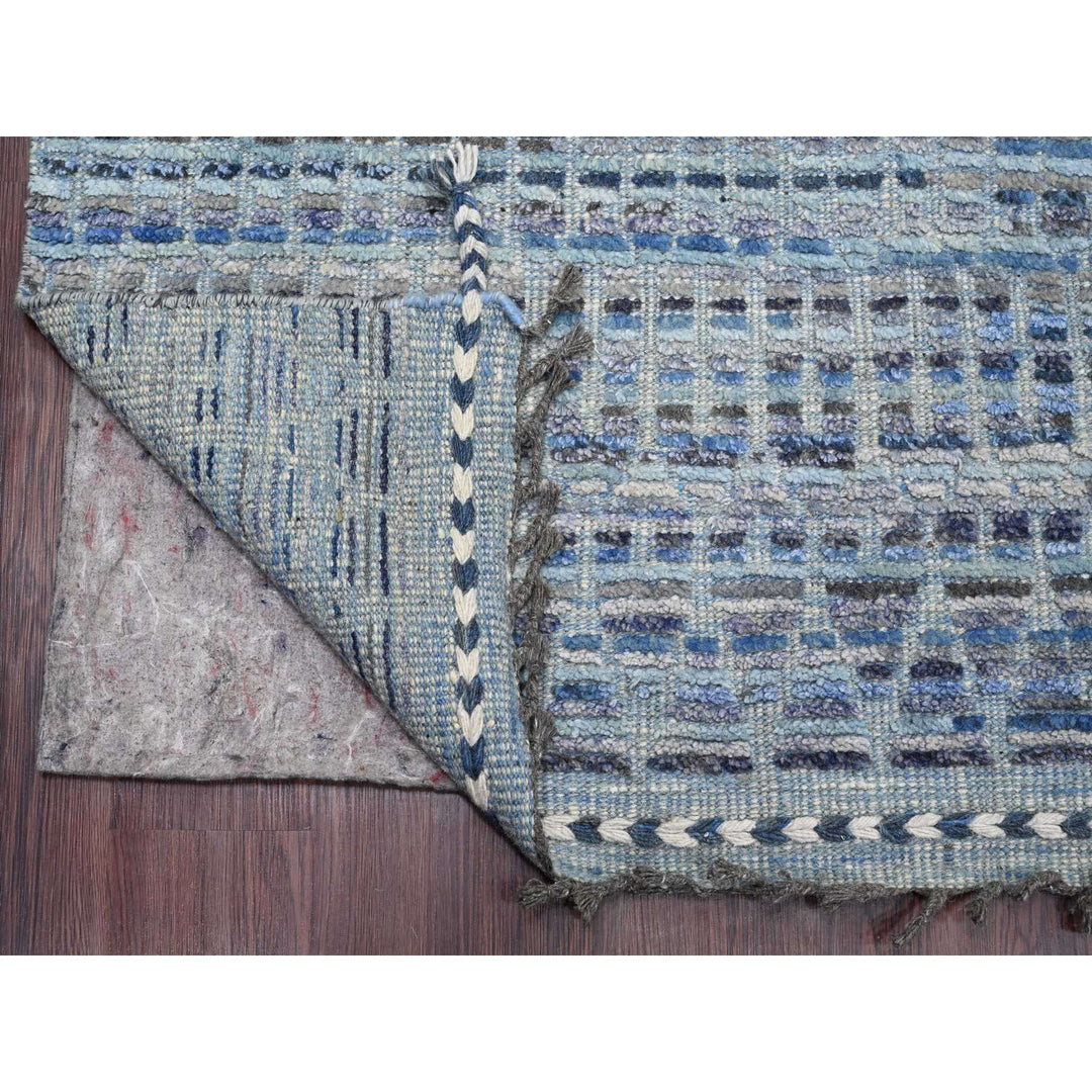 8'1" x 10'8" New Hand Knotted Blue Wool Rectangle Oriental Rug - MOA10220834