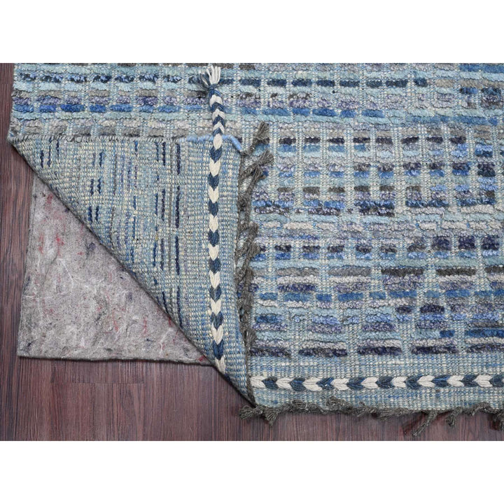 8'1" x 10'8" New Hand Knotted Blue Wool Rectangle Oriental Rug - MOA10220834