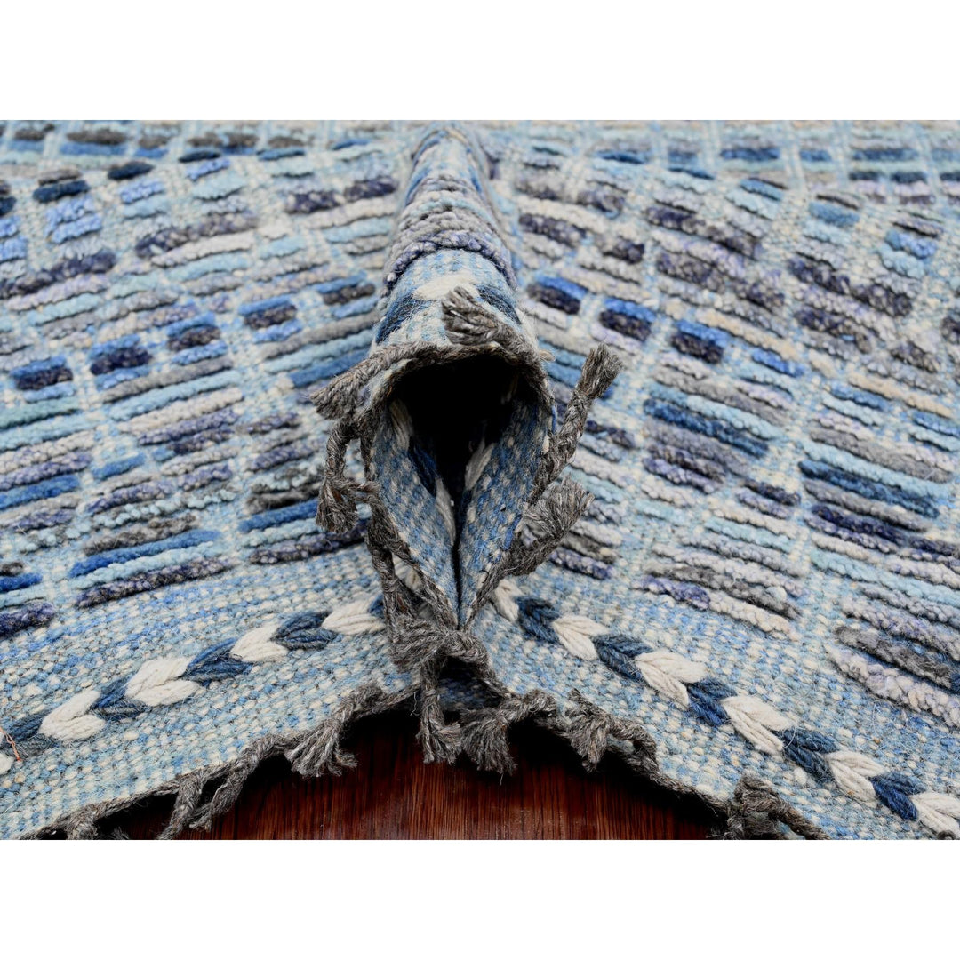 8'1" x 10'8" New Hand Knotted Blue Wool Rectangle Oriental Rug - MOA10220834