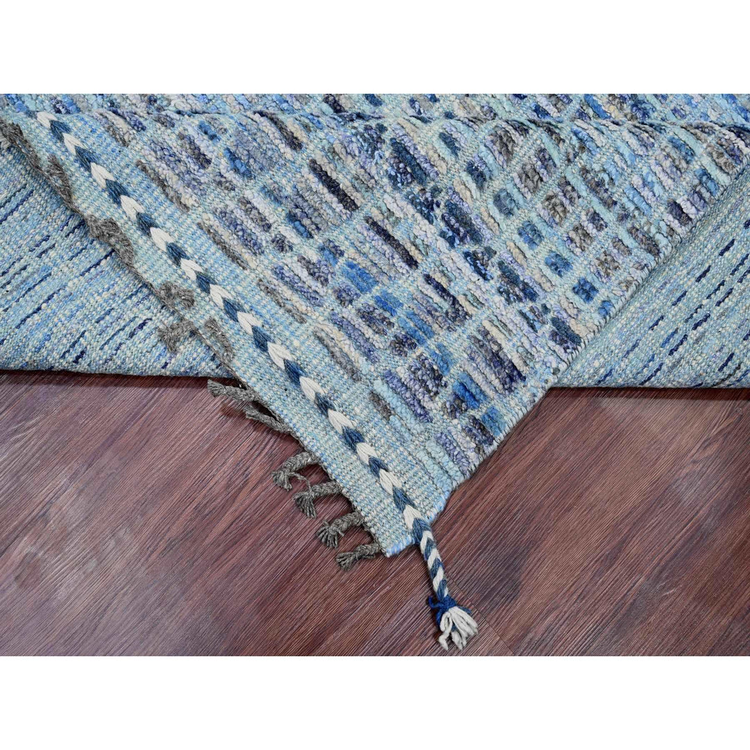 8'1" x 10'8" New Hand Knotted Blue Wool Rectangle Oriental Rug - MOA10220834
