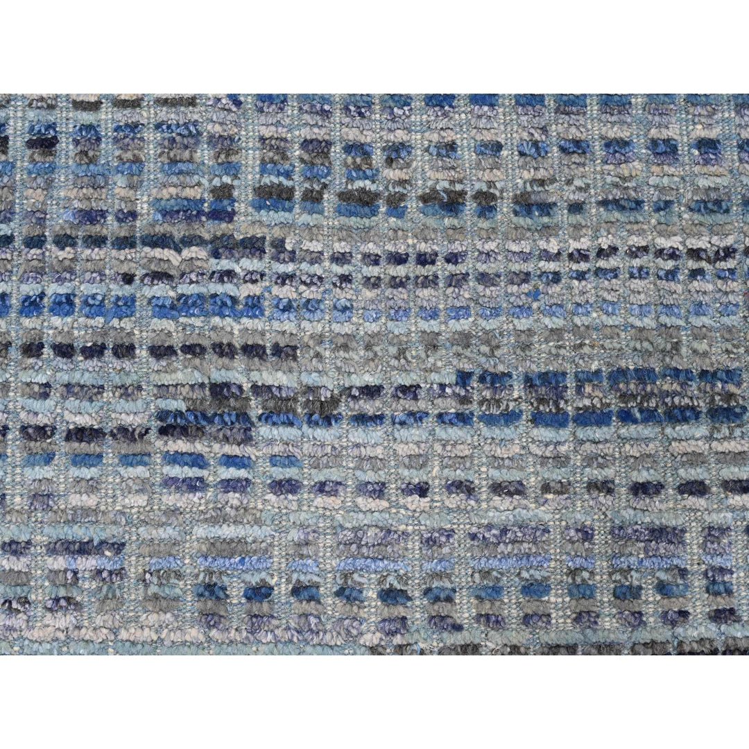 8'1" x 10'8" New Hand Knotted Blue Wool Rectangle Oriental Rug - MOA10220834