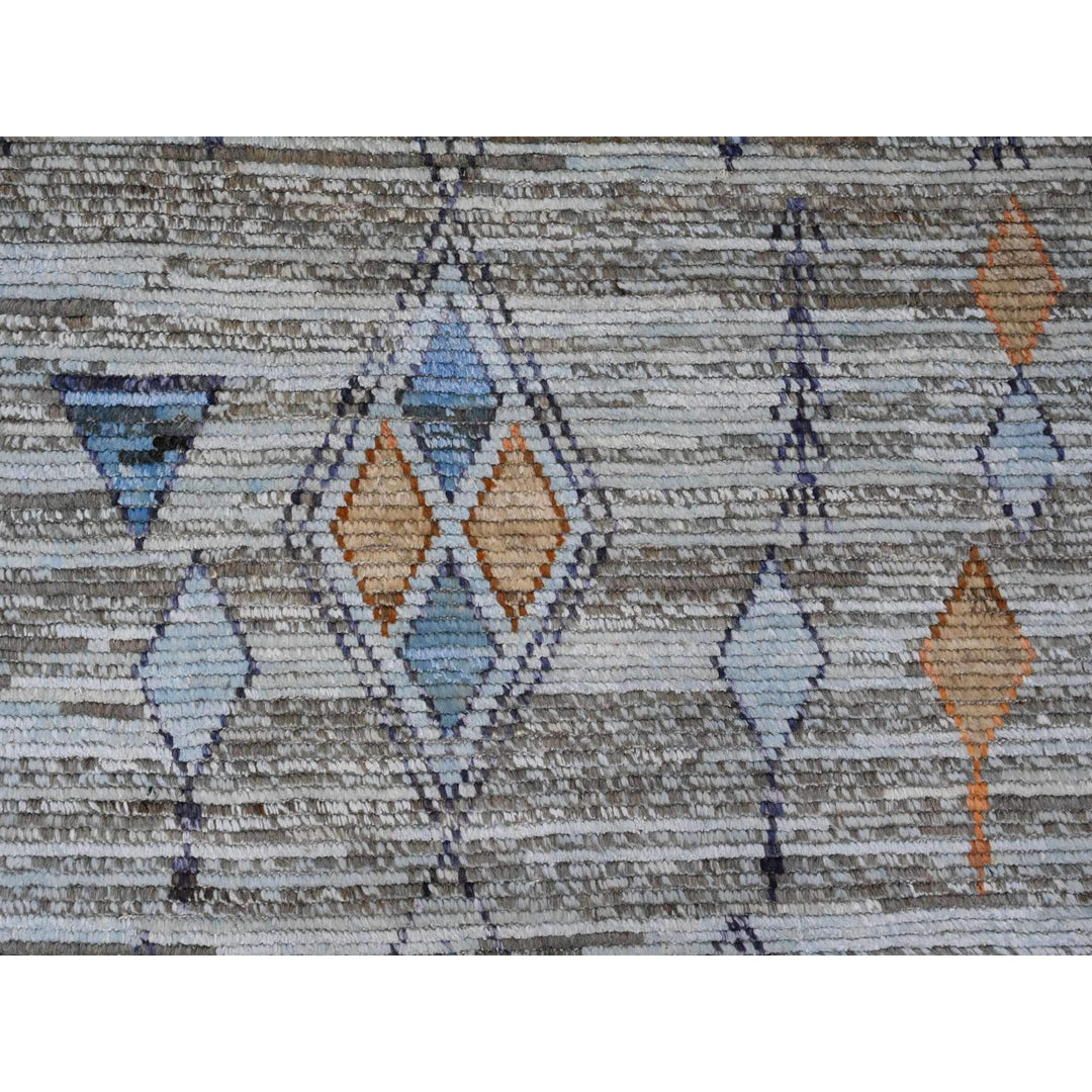 8'2" x 10'4" New Hand Knotted Grey Wool Rectangle Oriental Rug - MOA10220835