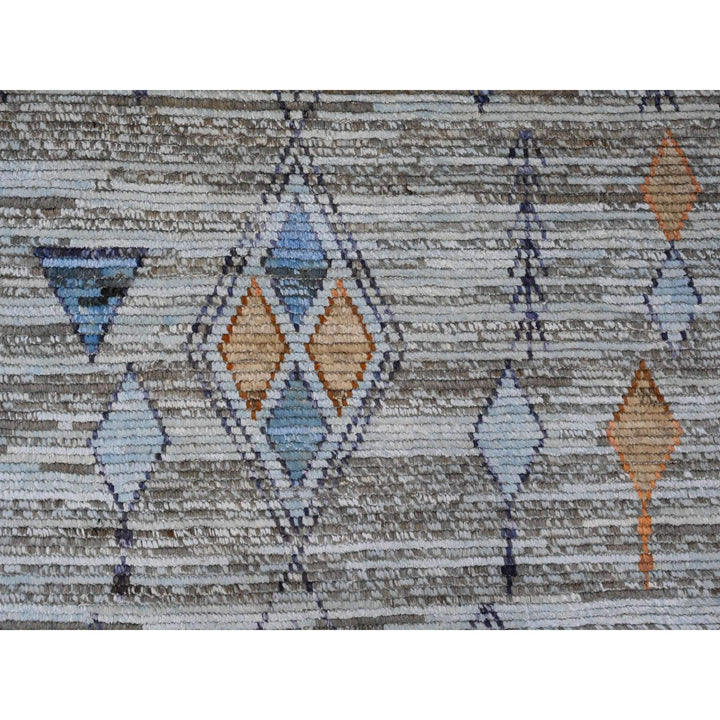 8'2" x 10'4" New Hand Knotted Grey Wool Rectangle Oriental Rug - MOA10220835