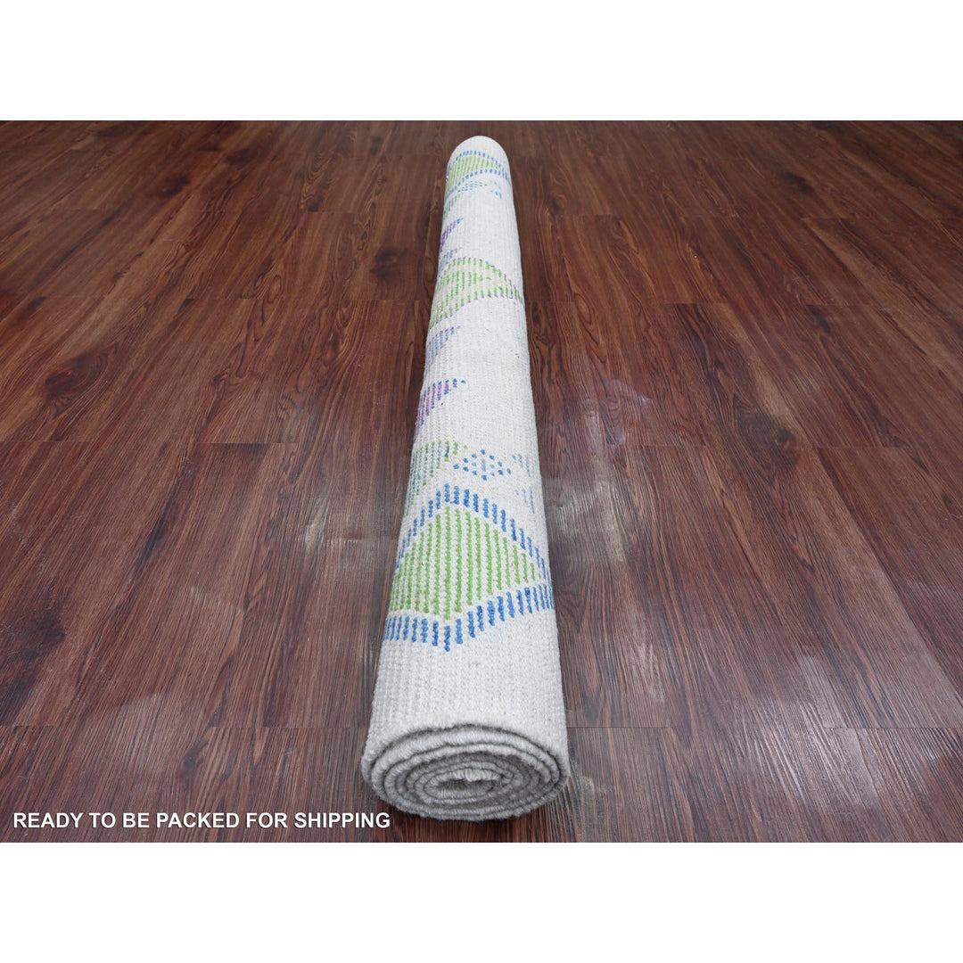 5'0" x 8'0" New Hand Knotted Ivory Wool Rectangle Oriental Rug - MOA10220836