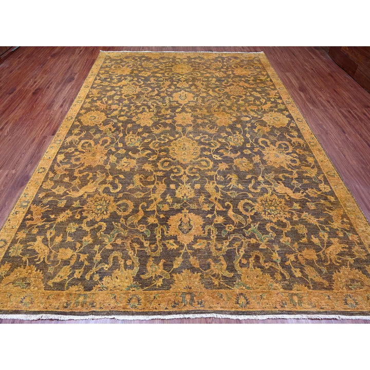 8'6" x 11'10" New Hand Knotted Brown Wool Rectangle Oriental Rug - MOA10220837