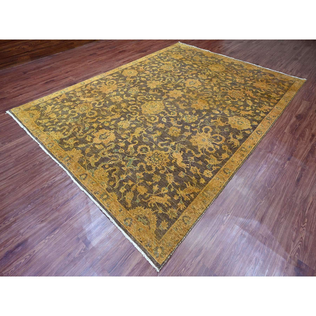 8'6" x 11'10" New Hand Knotted Brown Wool Rectangle Oriental Rug - MOA10220837
