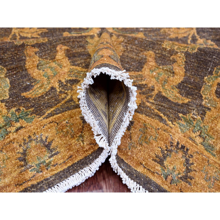 8'6" x 11'10" New Hand Knotted Brown Wool Rectangle Oriental Rug - MOA10220837