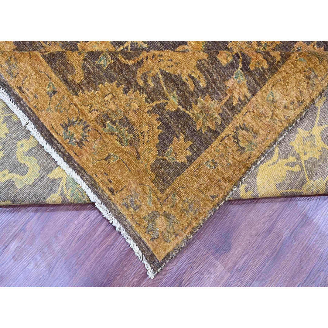 8'6" x 11'10" New Hand Knotted Brown Wool Rectangle Oriental Rug - MOA10220837