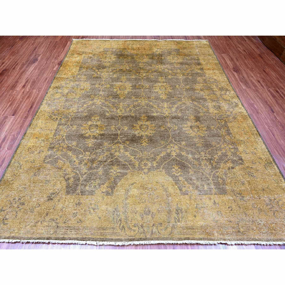 7'10" x 10'1" New Hand Knotted Brown Wool Rectangle Oriental Rug - MOA10220838