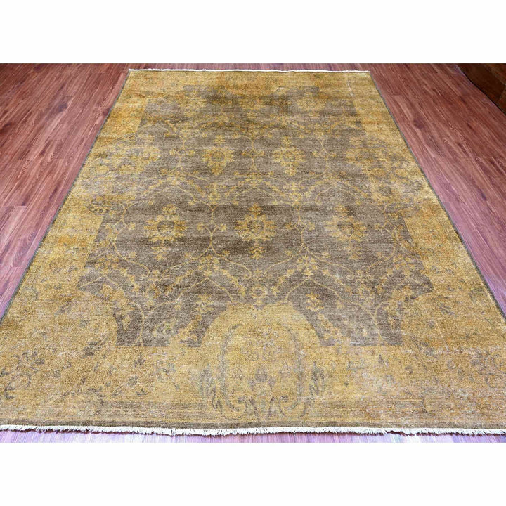 7'10" x 10'1" New Hand Knotted Brown Wool Rectangle Oriental Rug - MOA10220838
