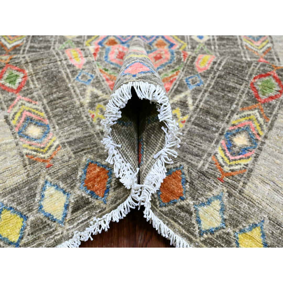 8'11" x 11'8" New Hand Knotted Grey Wool Rectangle Oriental Rug - MOA10220846
