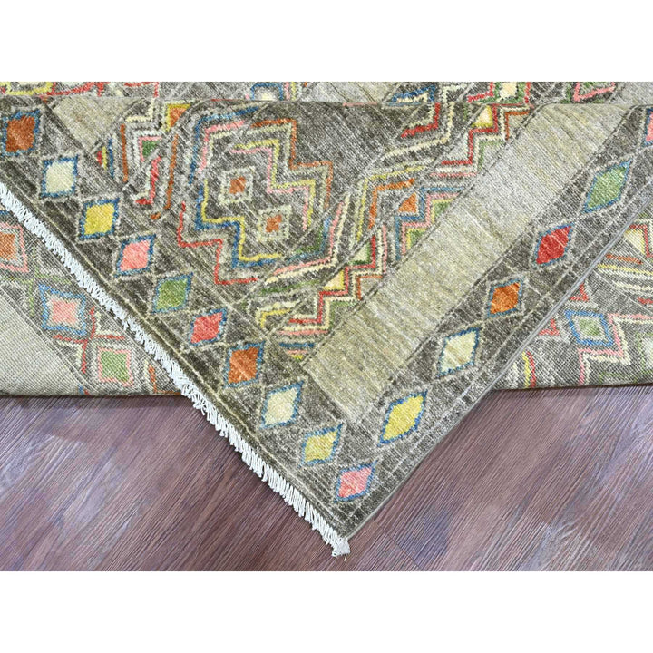 8'11" x 11'8" New Hand Knotted Grey Wool Rectangle Oriental Rug - MOA10220846