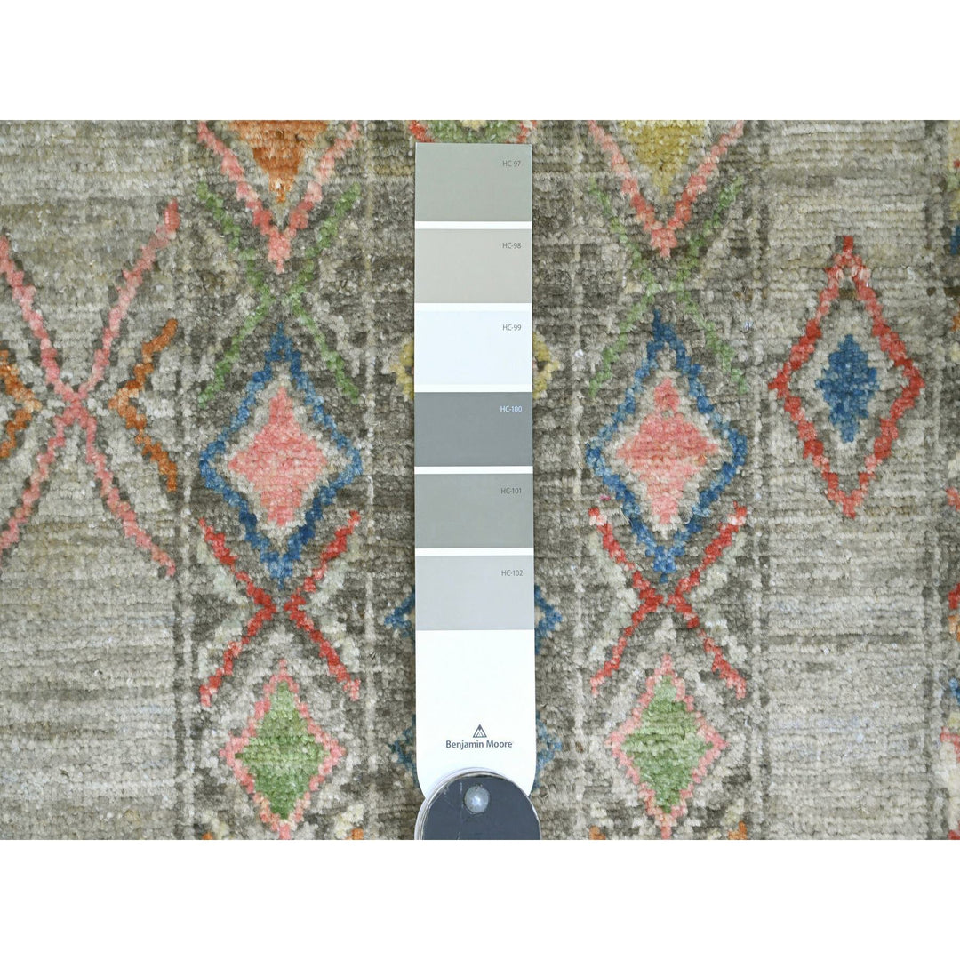 8'11" x 11'8" New Hand Knotted Grey Wool Rectangle Oriental Rug - MOA10220846
