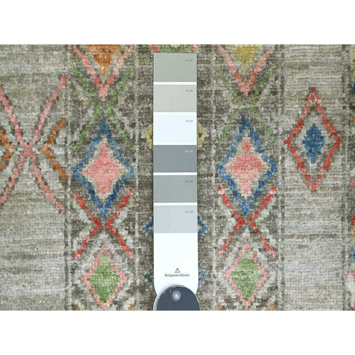 8'11" x 11'8" New Hand Knotted Grey Wool Rectangle Oriental Rug - MOA10220846