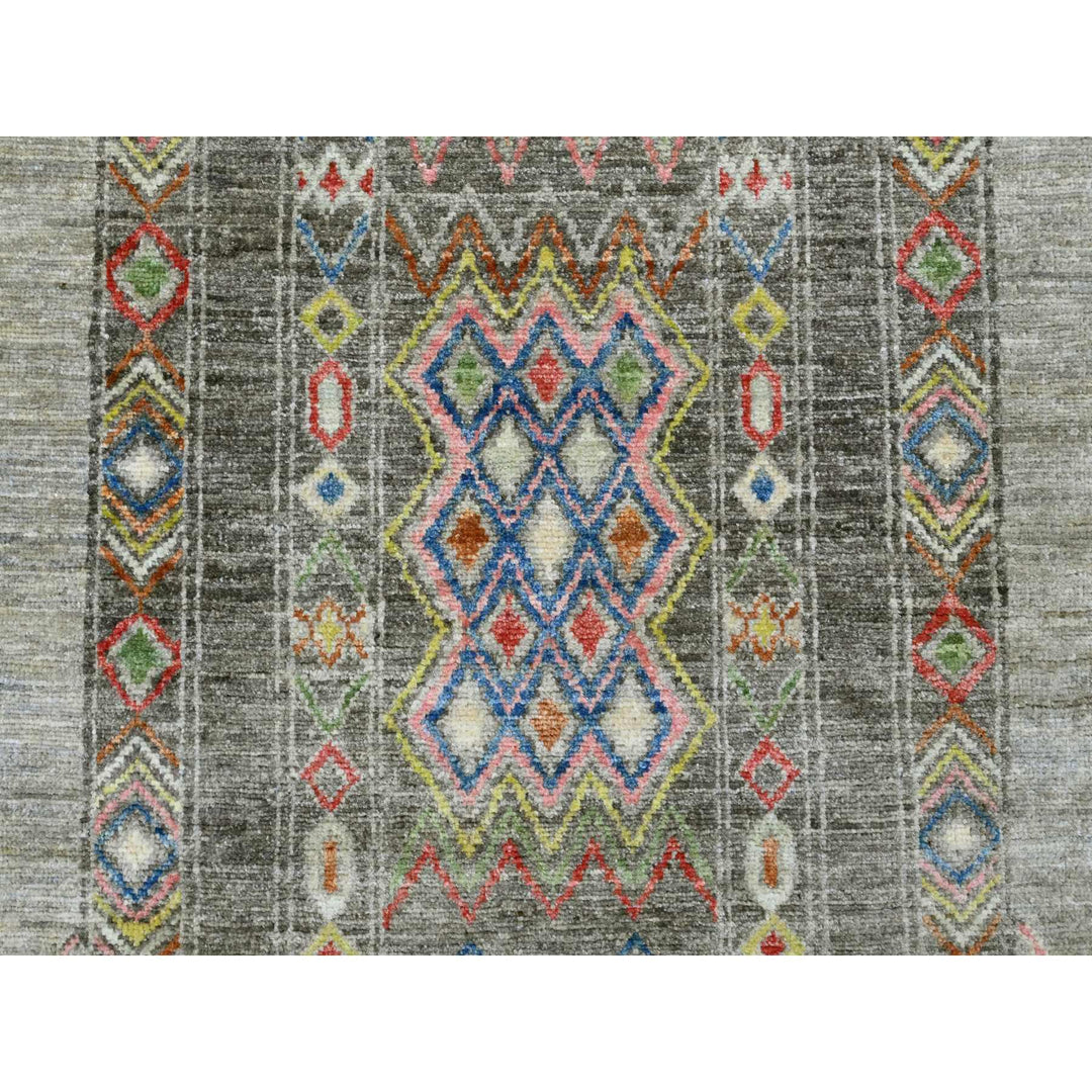 8'11" x 11'8" New Hand Knotted Grey Wool Rectangle Oriental Rug - MOA10220846