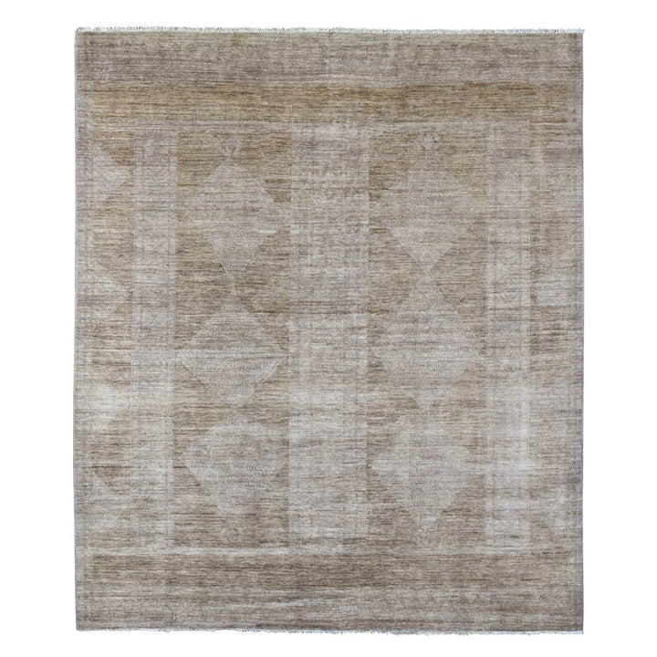 8'2" x 9'7" New Hand Knotted Brown Wool Rectangle Oriental Rug - MOA10220847