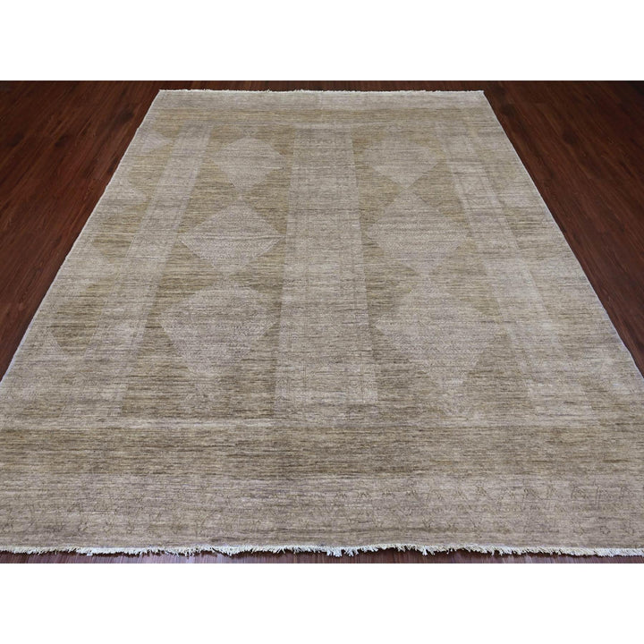 8'2" x 9'7" New Hand Knotted Brown Wool Rectangle Oriental Rug - MOA10220847