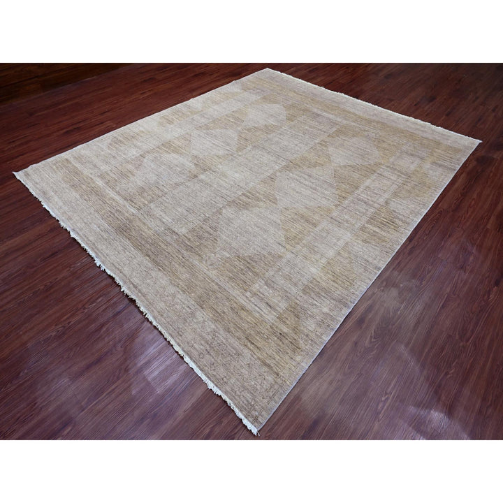 8'2" x 9'7" New Hand Knotted Brown Wool Rectangle Oriental Rug - MOA10220847