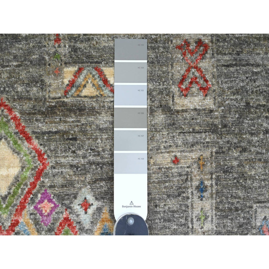 5'8" x 8'10" New Hand Knotted Grey Wool Rectangle Oriental Rug - MOA10220848