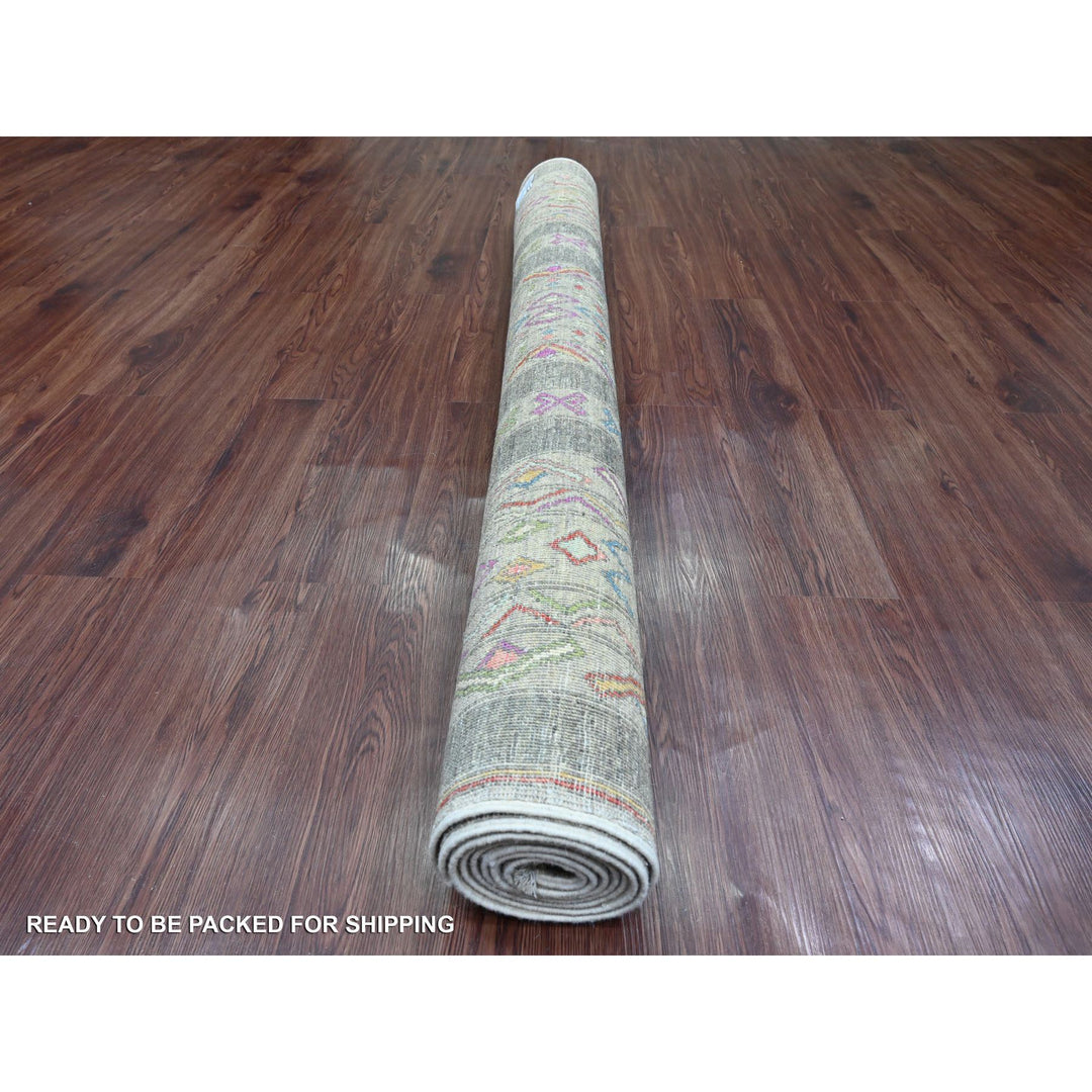 5'8" x 8'10" New Hand Knotted Grey Wool Rectangle Oriental Rug - MOA10220848